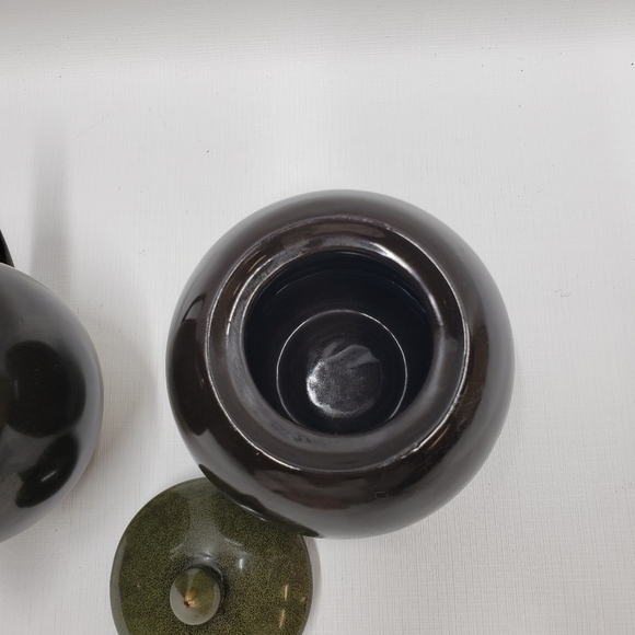 Tannex Stoneware Creamer Sugar Bowl Brown Green Tan - Picture 6 of 12